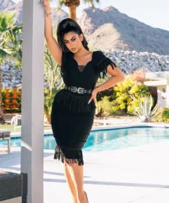 Rebel Love Clothing Rebel Love Calico Fringe Wiggle Dress