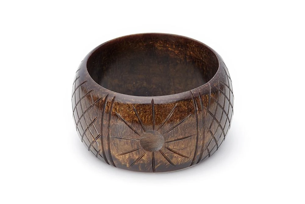 Splendette Chunky Golden Espresso Fakelite Bangle - Duchess 3 Splendette Chunky Golden Espresso Fakelite Bangle - Duchess