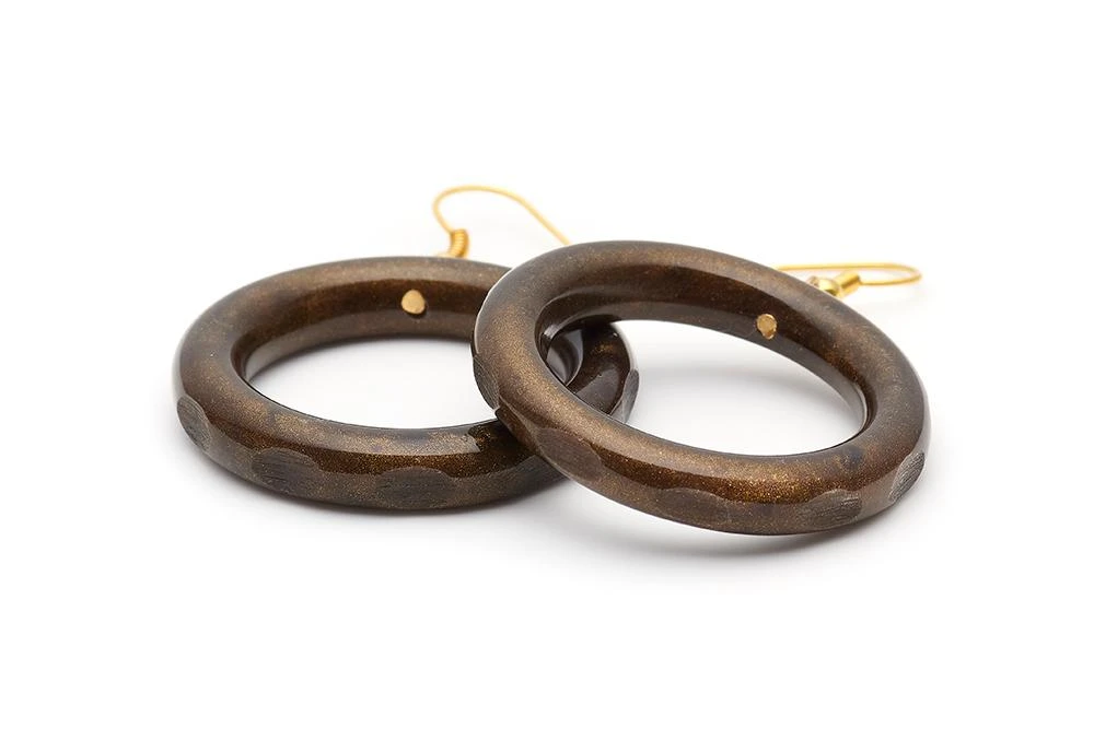 Splendette Golden Espresso Fakelite Drop Hoop Earrings 3 Splendette Golden Espresso Fakelite Drop Hoop Earrings