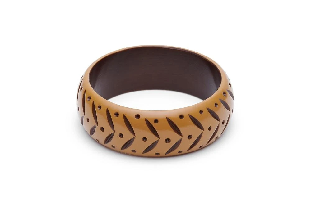 Splendette Wide Almond Carved Bangle - Duchess 3 Splendette Wide Almond Carved Bangle - Duchess