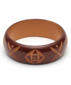 Splendette Wide Walnut Carved Bangle - Duchess
