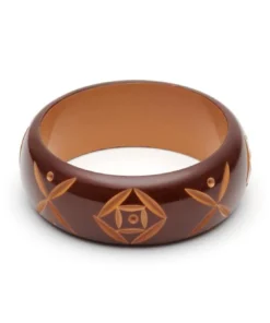 Splendette Wide Walnut Carved Bangle