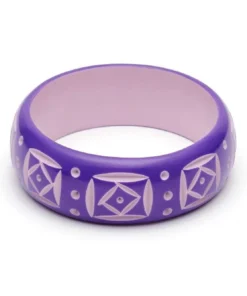 Splendette Wide Violet Carved Bangle - Duchess