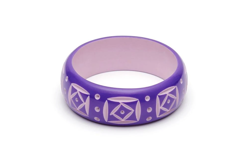 Splendette Wide Violet Carved Bangle - Duchess 3 Splendette Wide Violet Carved Bangle - Duchess