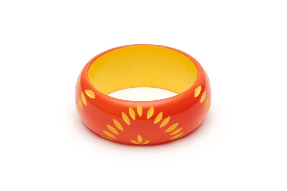 Splendette Wide Sunset Carved Bangle 3 Splendette Wide Sunset Carved Bangle