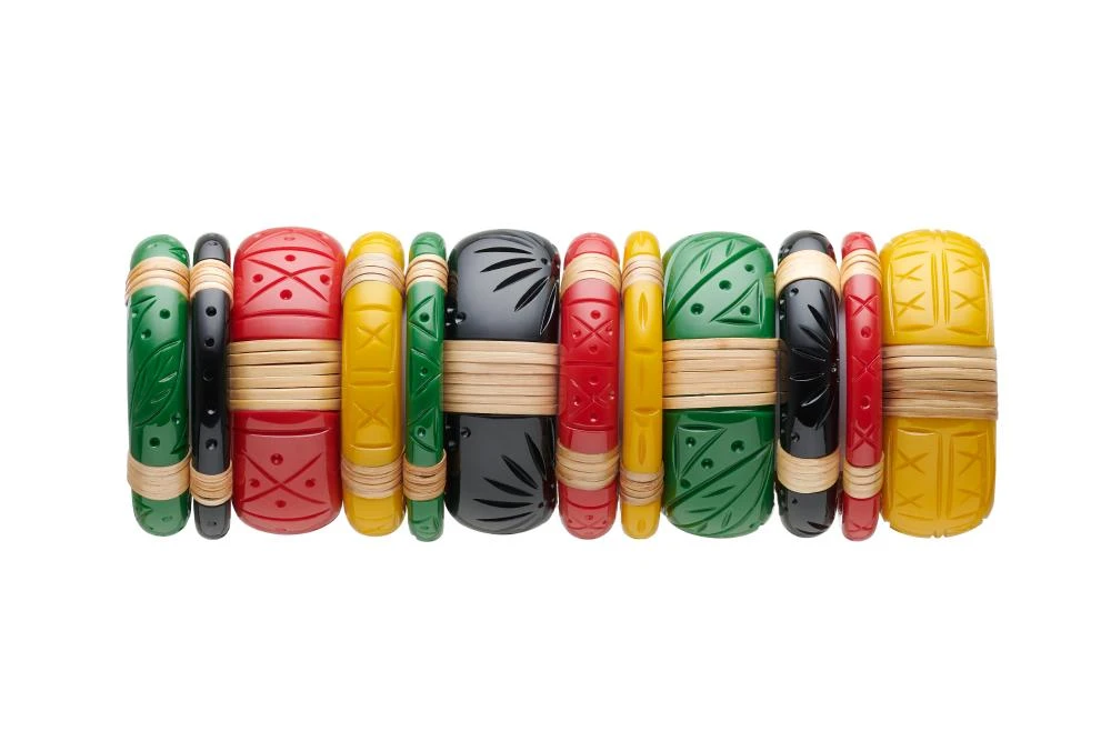 Splendette Ochre Cane Light Cane Bangle - Midi 5 Splendette Ochre Cane Light Cane Bangle - Midi