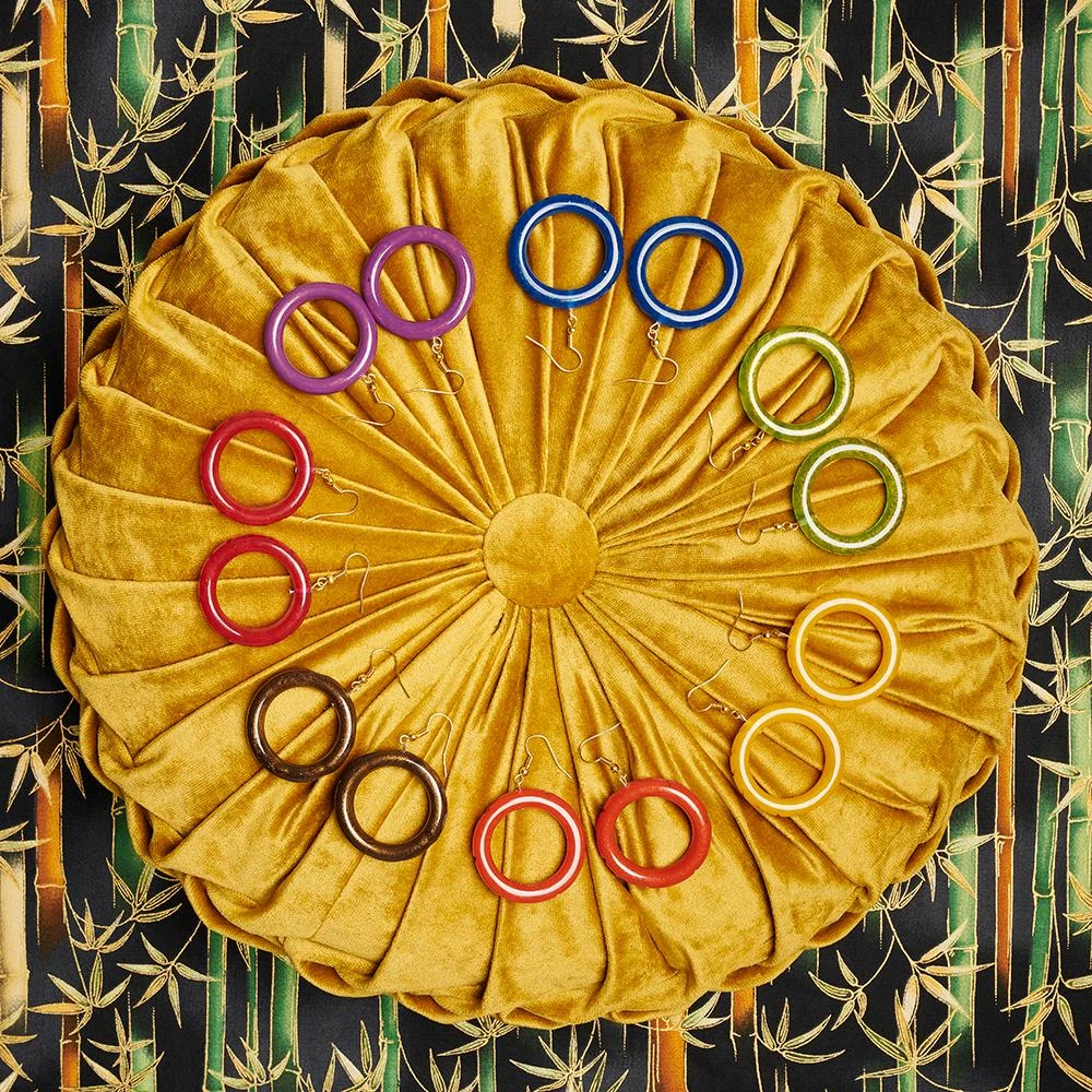 Splendette Golden Espresso Fakelite Drop Hoop Earrings 4 Splendette Golden Espresso Fakelite Drop Hoop Earrings