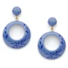 Splendette Carved Drop Hoop Earrings - Forget-Me-Not