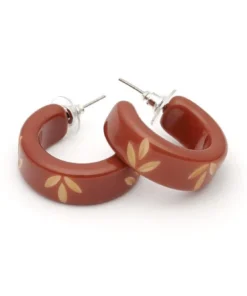 Splendette Carved Hoop Earrings - Café