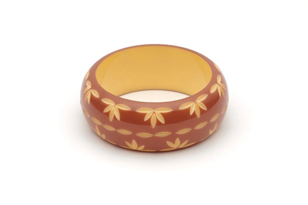 Splendette Wide Carved Bangle - Café 3 Splendette Wide Carved Bangle - Café
