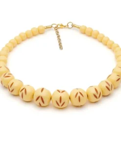 Splendette Carved Bead Necklace - Lait