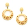 Splendette Carved Drop Hoop Earrings - Lait