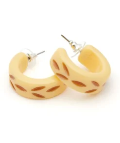 Splendette Carved Hoop Earrings - Lait