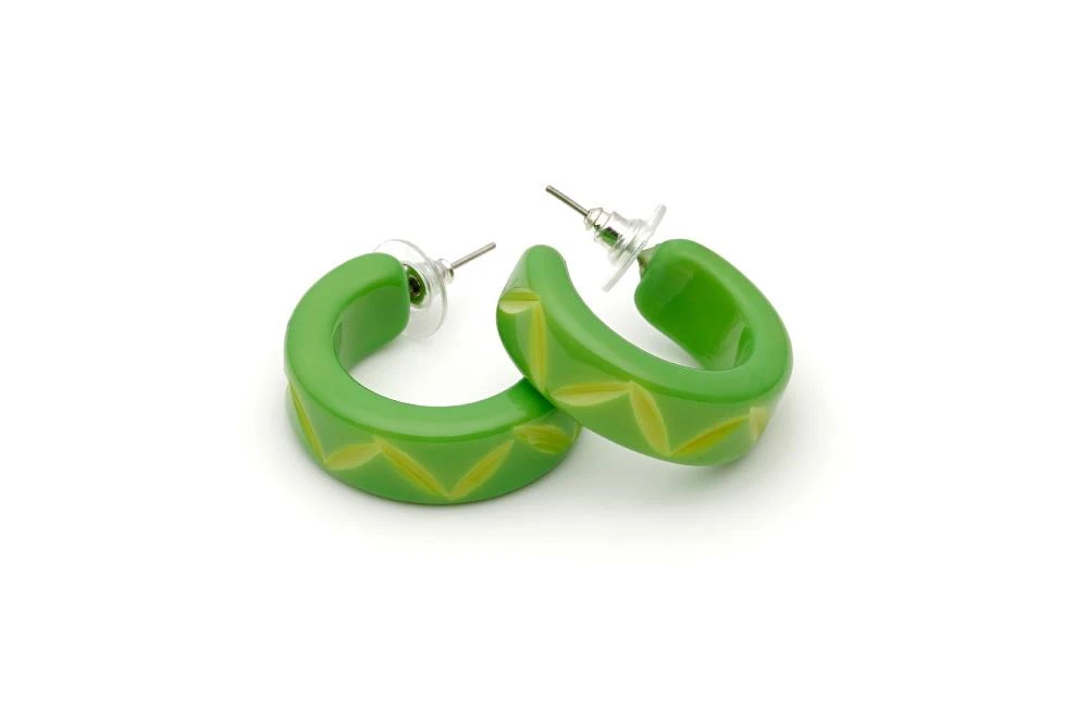 Splendette Carved Hoop Earrings - Lime 3 Splendette Carved Hoop Earrings - Lime