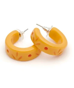 Splendette Carved Hoop Earrings - Honeysuckle