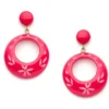 Splendette Carved Drop Hoop Earrings - Raspberry 1 Splendette Carved Drop Hoop Earrings - Raspberry