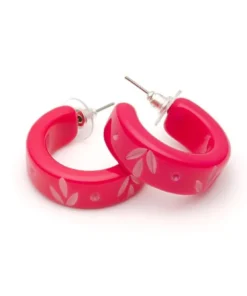 Splendette Carved Hoop Earrings - Raspberry