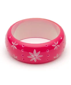 Splendette Wide Carved Bangle - Raspberry