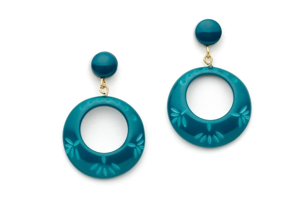 Splendette Carved Drop Hoop Earrings - Dragonfly 3 Splendette Carved Drop Hoop Earrings - Dragonfly