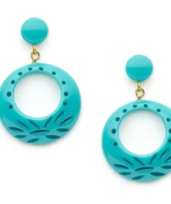 Splendette Carved Drop Hoop Earrings - Nymph