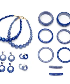 Splendette Carved Drop Hoop Earrings - Forget-Me-Not