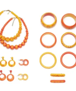 Splendette Carved Drop Hoop Earrings - Honeysuckle