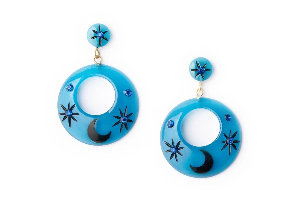 Splendette Wolf Moon Drop Hoop Earrings 3 Splendette Wolf Moon Drop Hoop Earrings