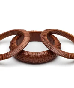 Splendette Set Of 3 Mid Brown Woven Bamboo Bangles