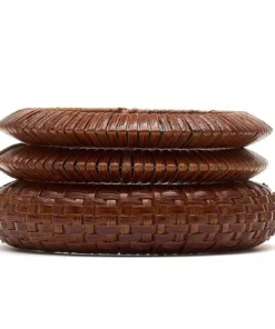 Splendette Set Of 3 Mid Brown Woven Bamboo Bangles
