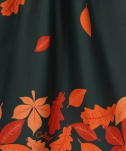 Collectif Amber-Lea Leaves Border Swing Dress