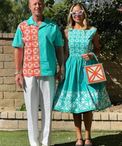 The Oblong Box Shop Kiki Breeze Block Dress - Turquoise