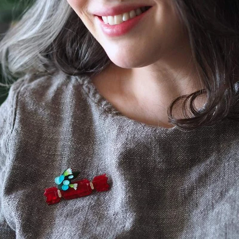 Erstwilder An Australian Christmas Bush Bon Bon Brooch 5 Erstwilder An Australian Christmas Bush Bon Bon Brooch