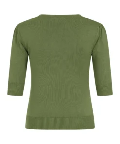 Collectif Chrissie Plain Knitted Top - Moss Green