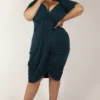 Voodoo Vixen Curve Georgina Wrap Bodycon Dress - Green 2 Voodoo Vixen Curve Georgina Wrap Bodycon Dress - Green