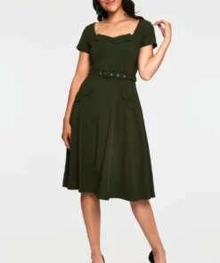 Voodoo Vixen Marine Green Fit N Flare Dress