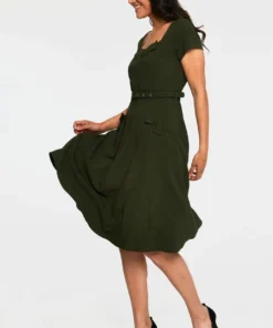 Voodoo Vixen Marine Green Fit N Flare Dress