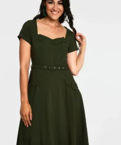 Voodoo Vixen Marine Green Fit N Flare Dress