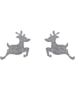 Erstwilder Reindeer Glitter Resin Stud Earrings - Silver