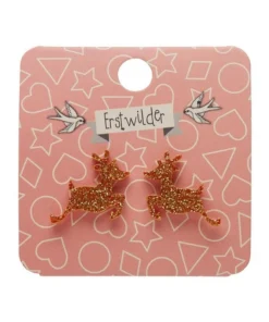 Erstwilder Reindeer Glitter Resin Stud Earrings - Gold