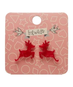 Erstwilder Reindeer Ripple Resin Stud Earrings - Red