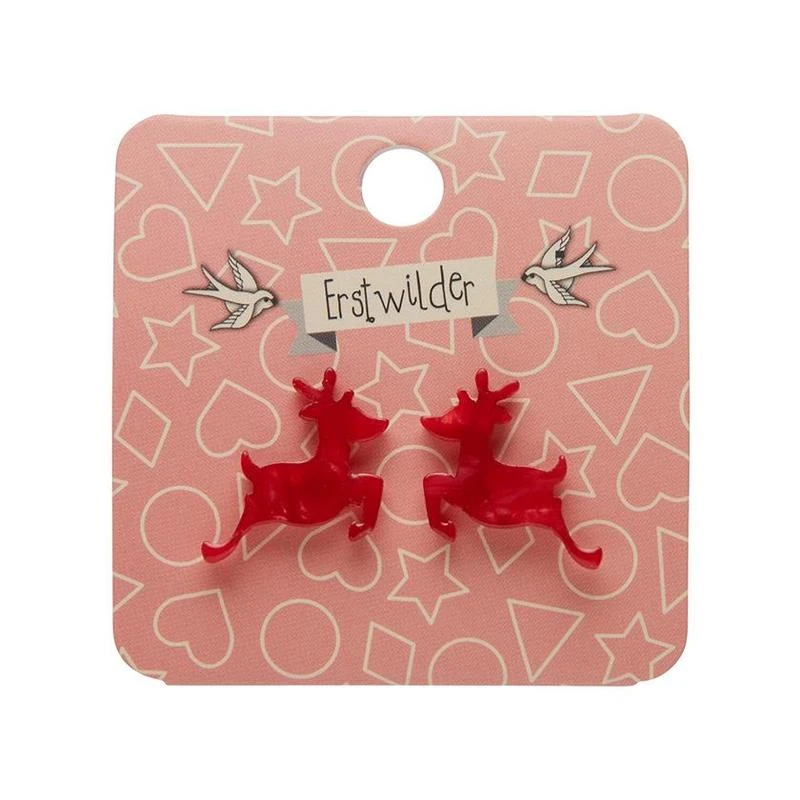 Erstwilder Reindeer Ripple Resin Stud Earrings - Red 4 Erstwilder Reindeer Ripple Resin Stud Earrings - Red