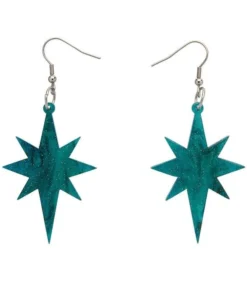 Erstwilder Essentials Starburst Ripple Glitter Drop Earrings - Green