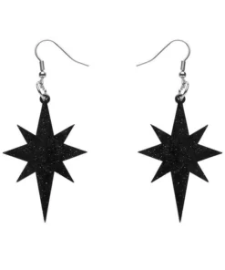 Bombshell Boutique 34 Erstwilder Essentials Starburst Ripple Glitter Drop Earrings - Black