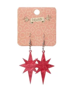 Erstwilder Essentials Starburst Ripple Glitter Drop Earrings - Pink