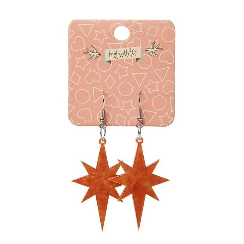 Erstwilder Essentials Starburst Ripple Glitter Drop Earrings - Orange 4 Erstwilder Essentials Starburst Ripple Glitter Drop Earrings - Orange