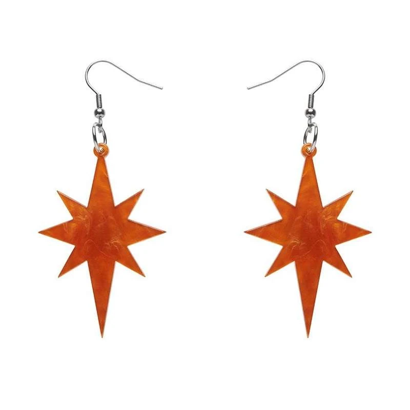 Erstwilder Essentials Starburst Ripple Glitter Drop Earrings - Orange 3 Erstwilder Essentials Starburst Ripple Glitter Drop Earrings - Orange