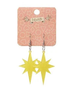 Erstwilder Essentials Starburst Ripple Glitter Drop Earrings - Yellow