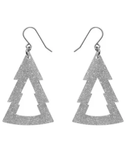 Erstwilder Tree Glitter Resin Drop Earrings - Silver