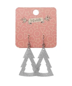 Erstwilder Tree Glitter Resin Drop Earrings - Silver