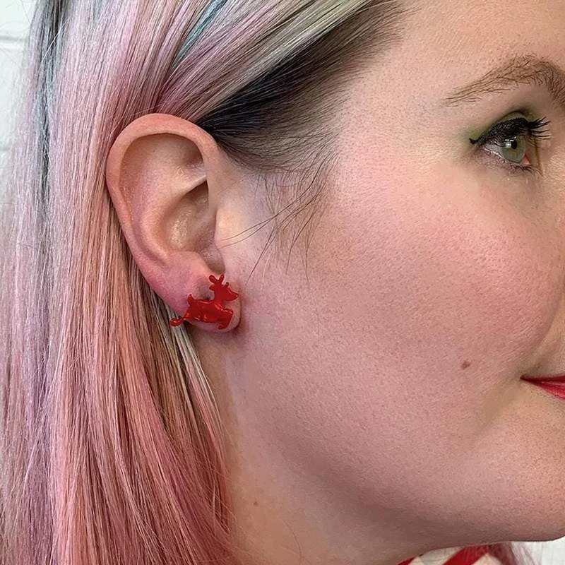 Erstwilder Reindeer Ripple Resin Stud Earrings - Red 5 Erstwilder Reindeer Ripple Resin Stud Earrings - Red
